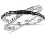 Black Diamond Criss-Cross Ring in Sterling Silver